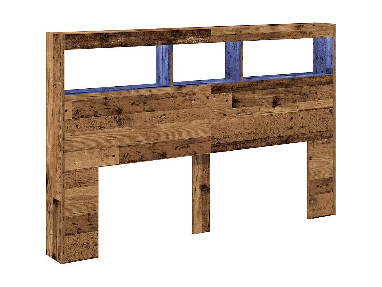 Armoire tête de lit avec LED vieux bois 160x17x102 cm