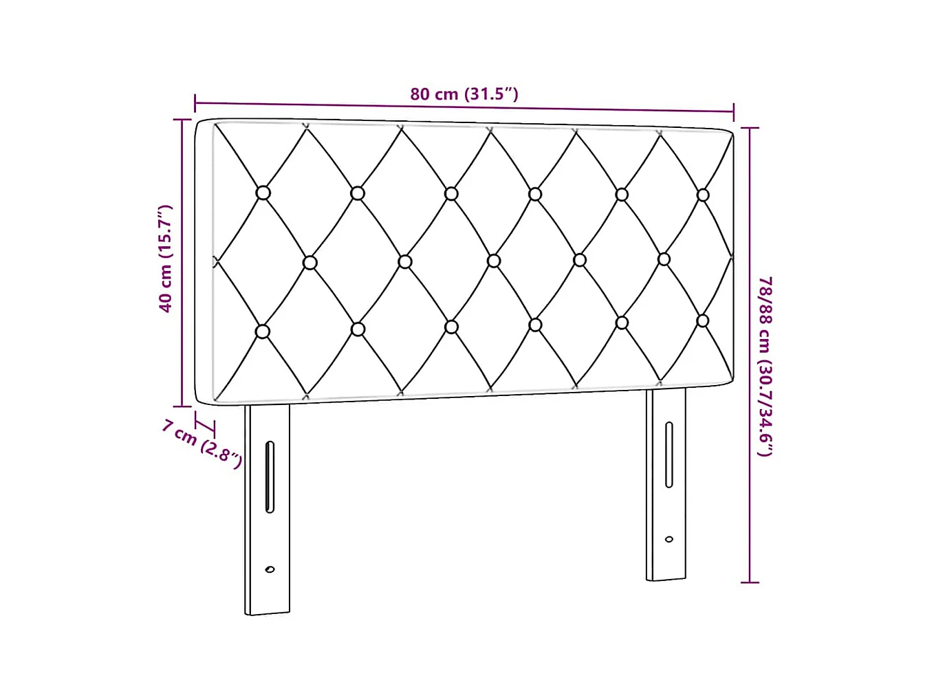 Tête de Lit en Velours Argyle Gris foncé 80 cm Velours