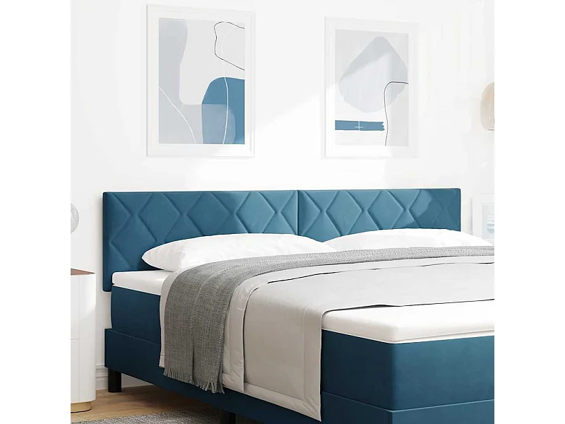 Tête de lit Montage mural Géométrique Bleu foncé 180 cm Velours