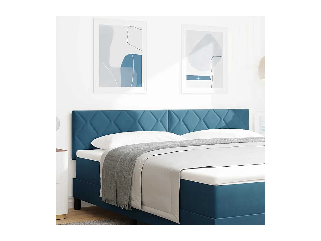 Tête de lit Montage mural Géométrique Bleu foncé 180 cm Velours