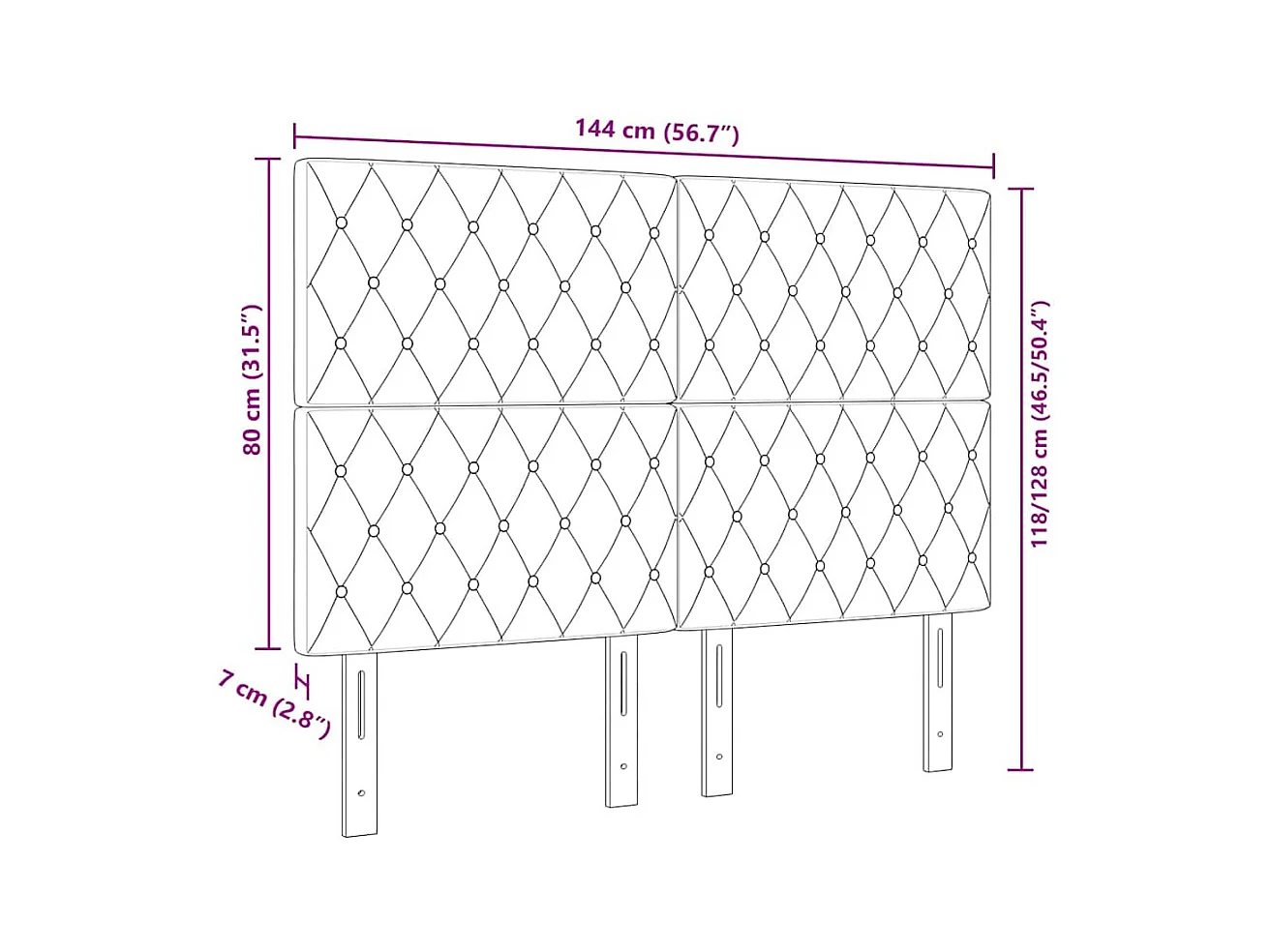 Têtière en velours Argyle Bleu foncé 144 cm Velours