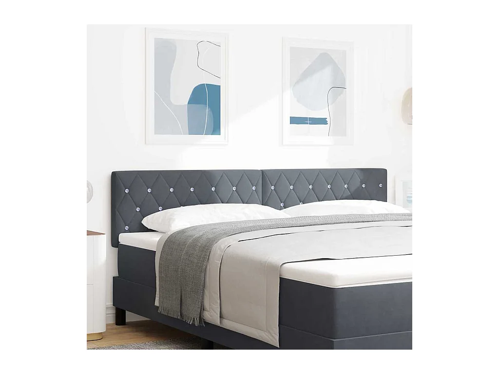 Tête de Lit LED Argyle Gris foncé 90 cm Velours
