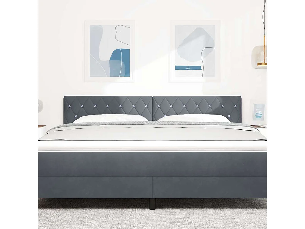 Cabecero LED Argyle con cabecera Gris oscuro 90 cm Terciopelo