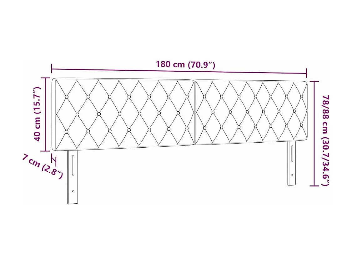 Cabecero LED Argyle con cabecera Gris oscuro 90 cm Terciopelo