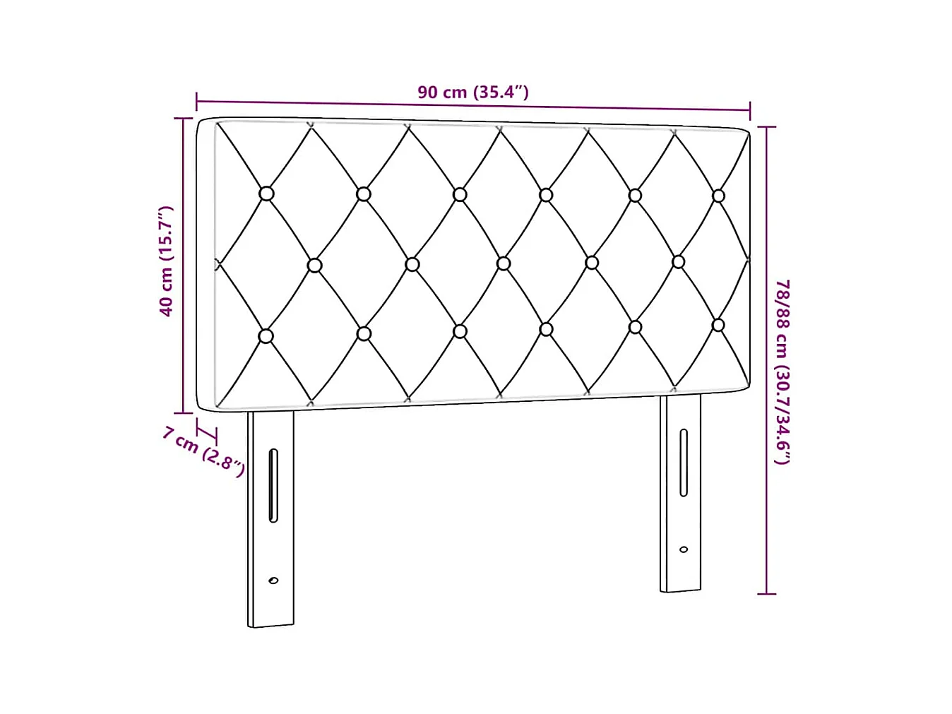 Tête de Lit en Velours Argyle Bleu foncé 90 cm Velours