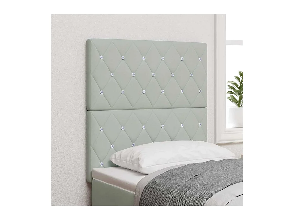 Tête de Lit en Velours Argyle Gris clair 80 cm Velours