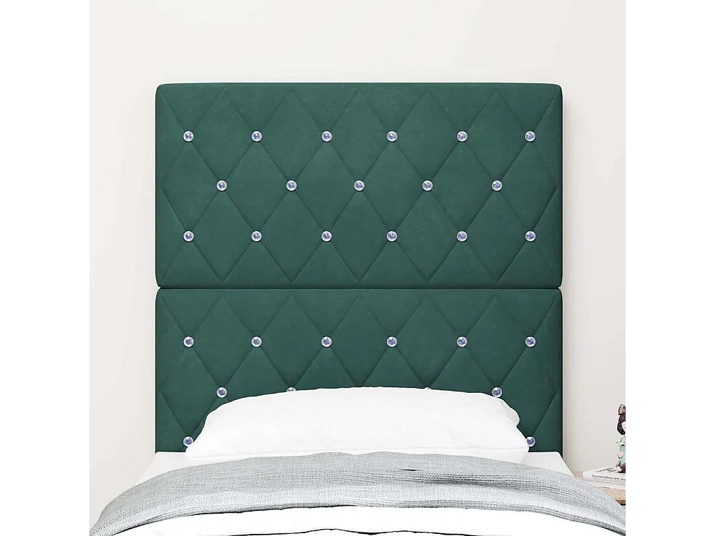 Tête de Lit en Velours Argyle Vert foncé 80 cm Velours