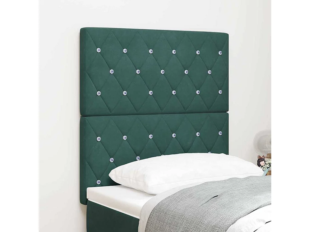 Tête de Lit en Velours Argyle Vert foncé 80 cm Velours