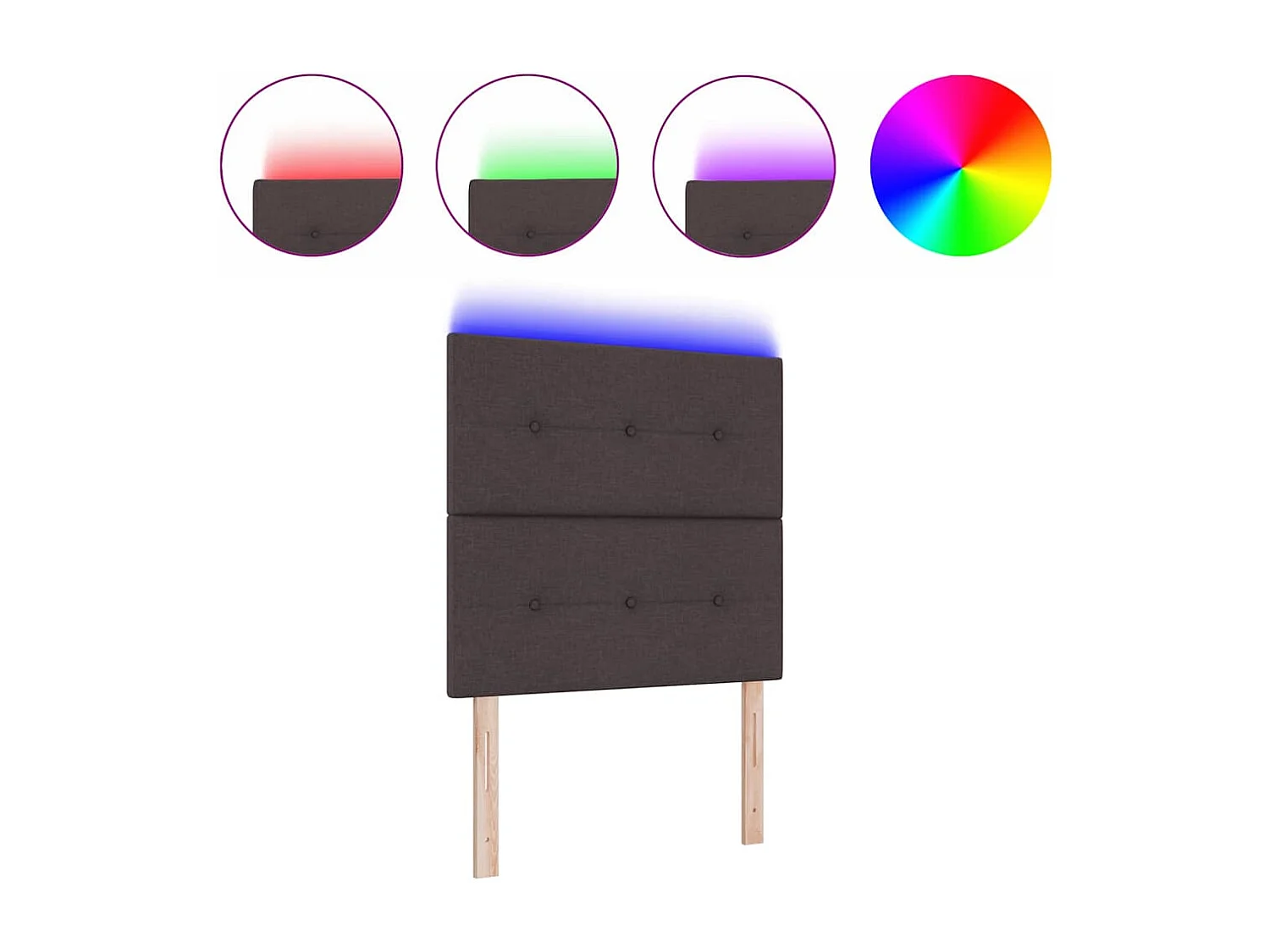 Cabecero LED con luces de tiras LED Marrón oscuro 90 cm tela