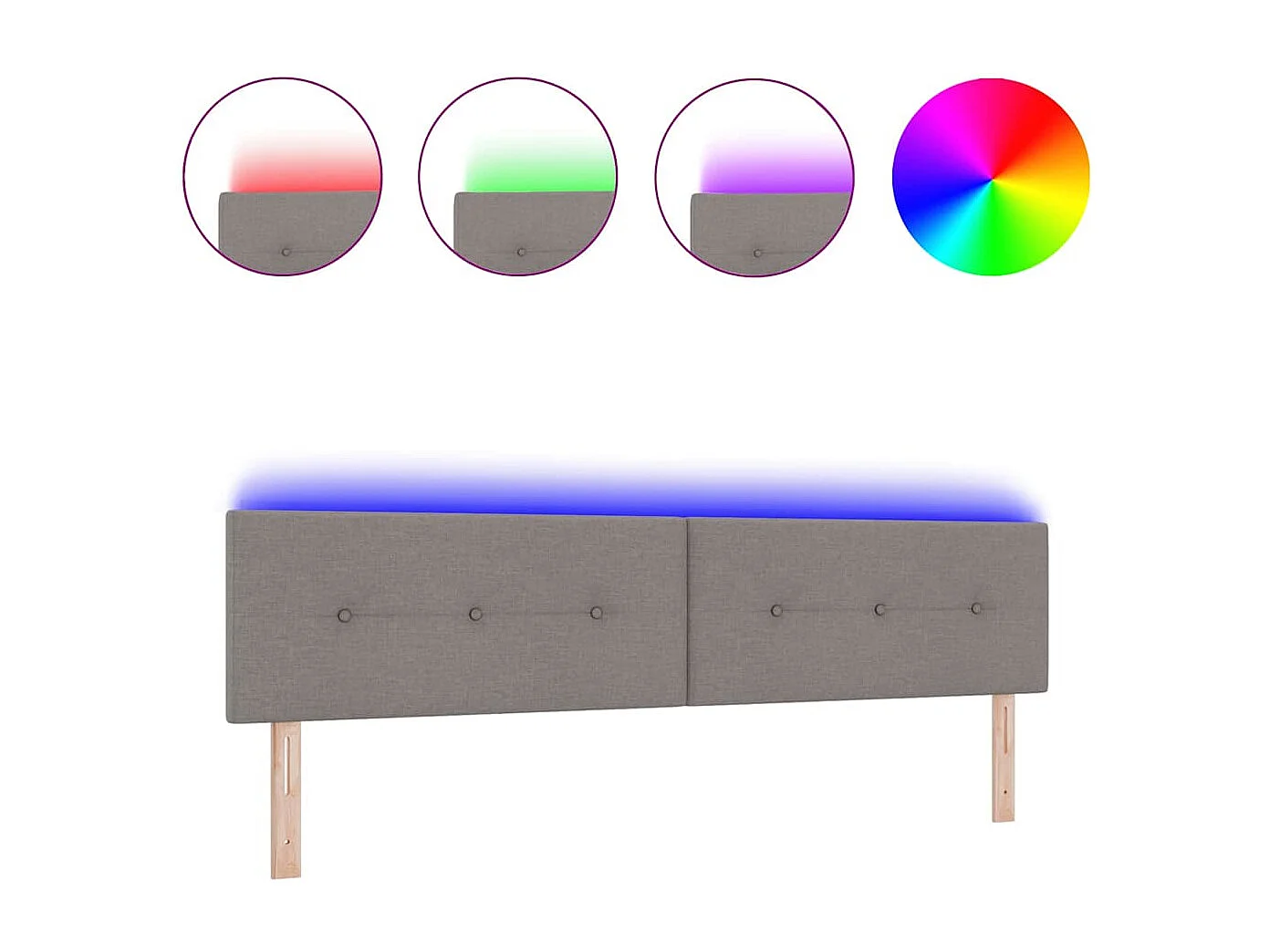 Tête de Lit LED avec des lumières à LED Taupe 200 cm tissu