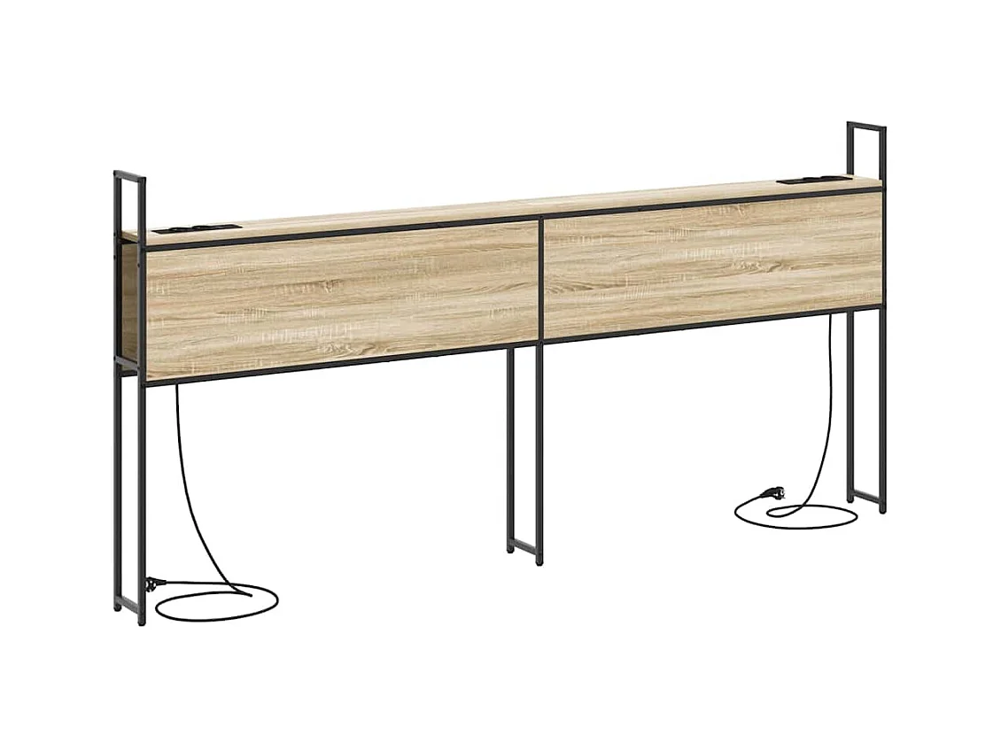 Tête de lit avec Station de Charge Chêne sonoma