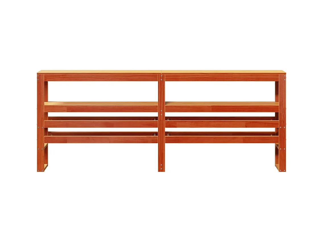 Tête de lit avec étagères marron cire 200 cm bois massif de pin