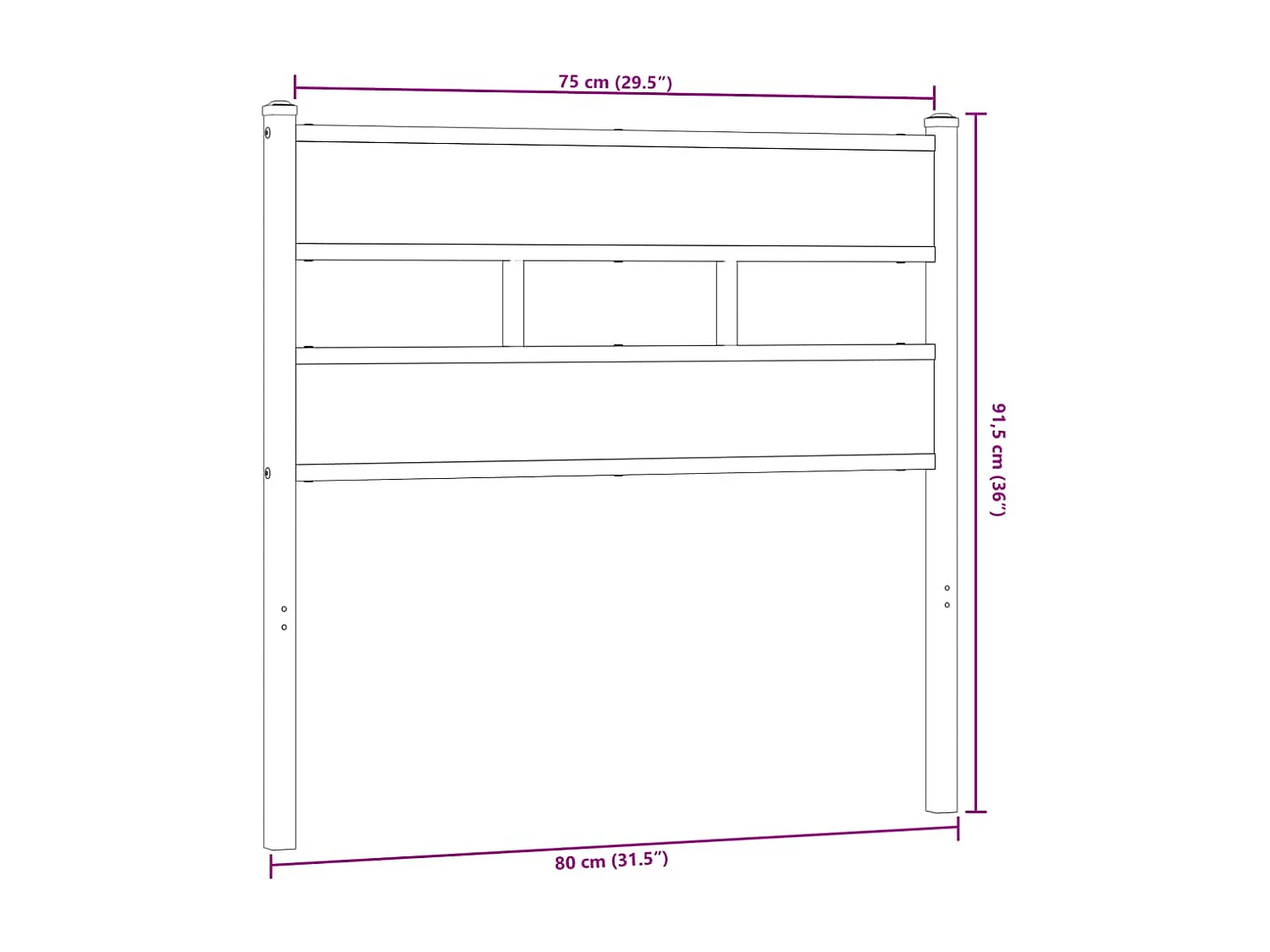 Tête de lit chêne sonoma 75 cm fer et bois d'ingénierie