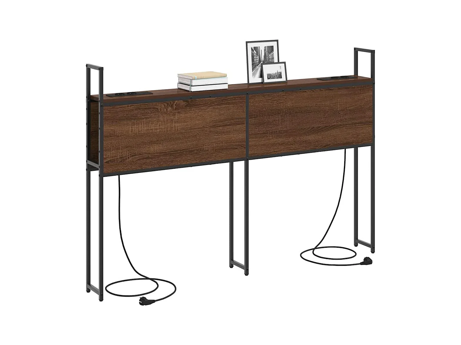 Tête de lit avec Station de Charge Chêne marron