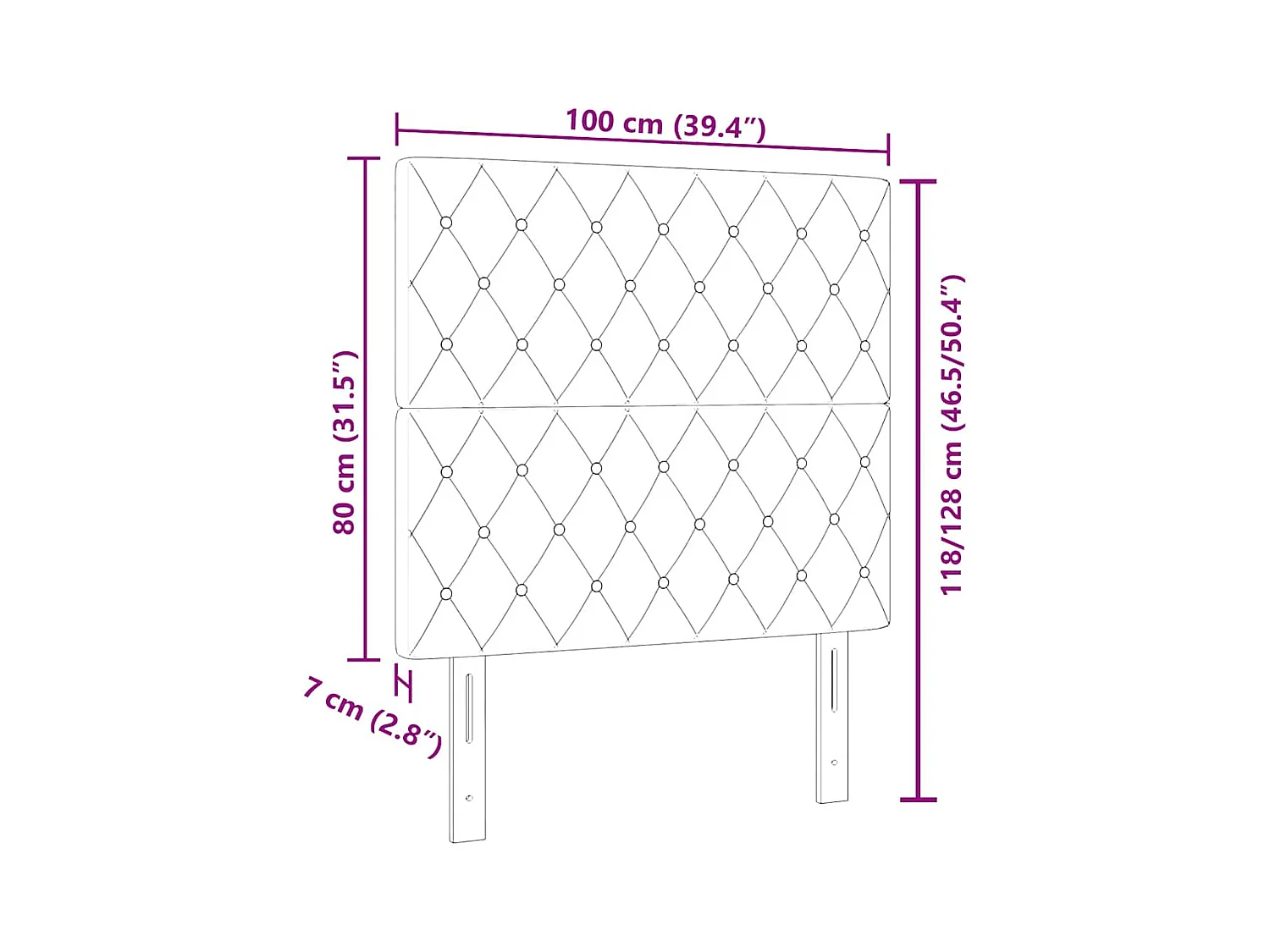 Cabeceira de Veludo Losangos Manual Azul escuro 100 cm Veludo