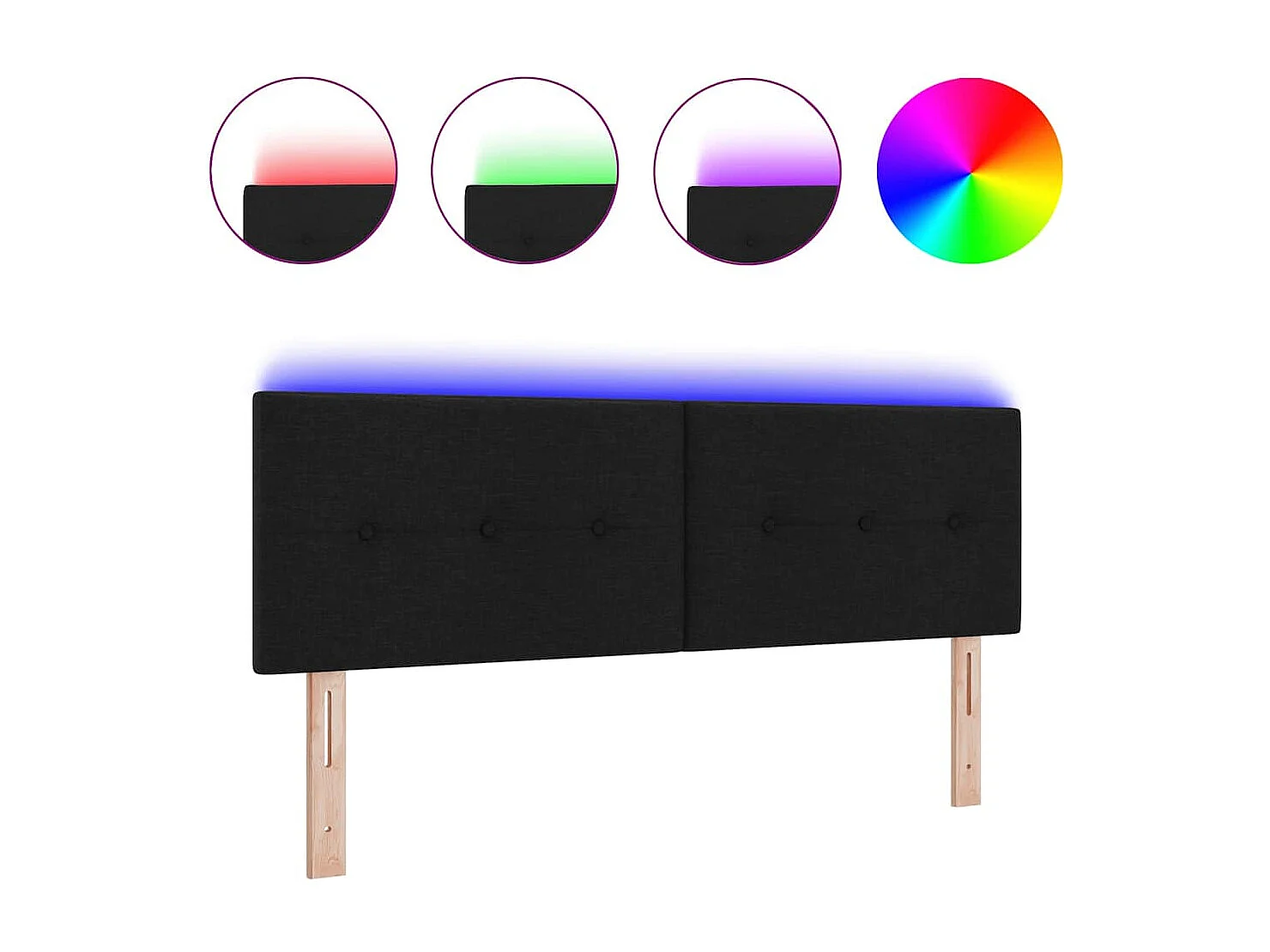 Tête de Lit LED avec des lumières à LED Noir 144 cm tissu