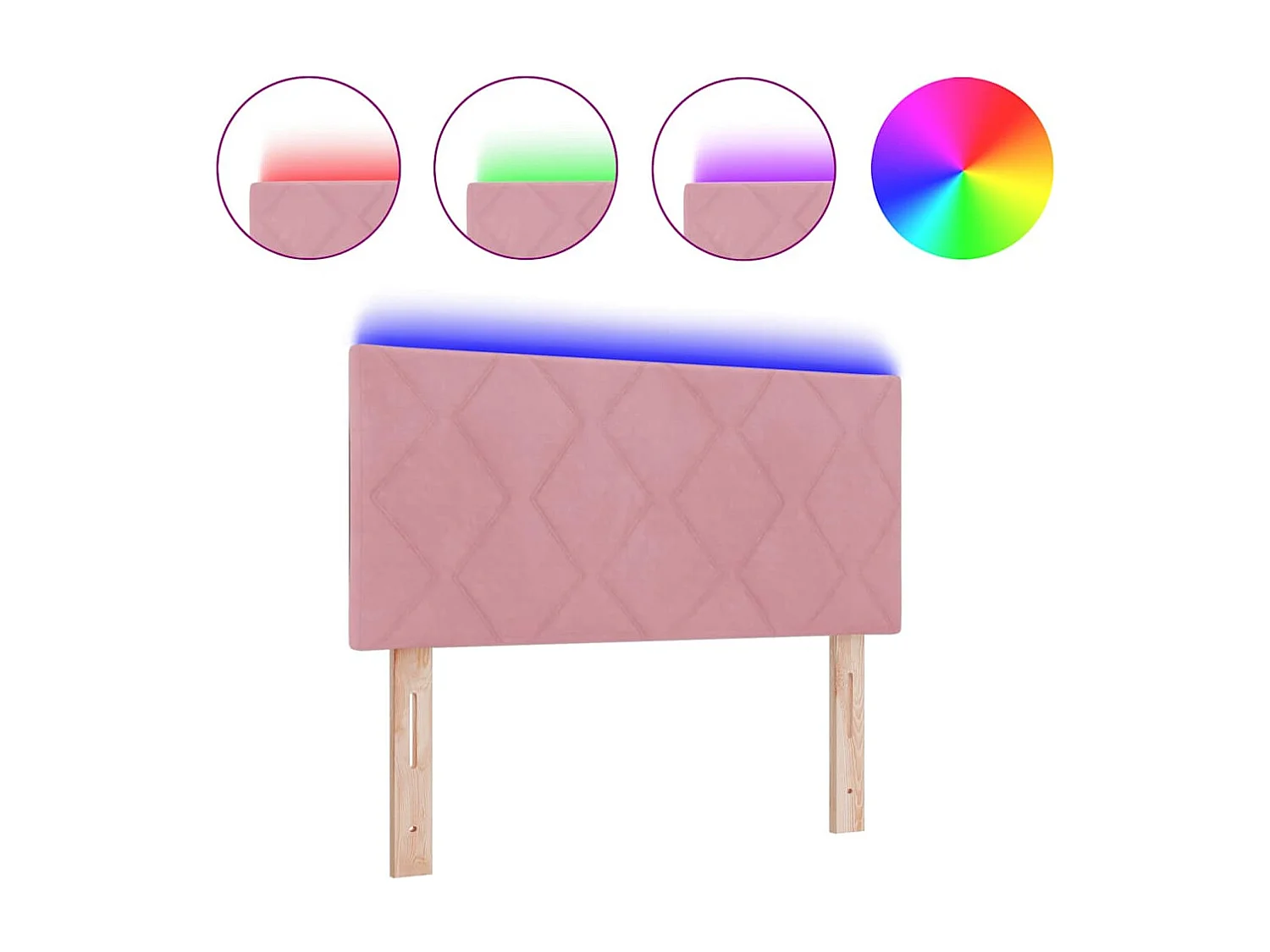 Tête de Lit LED avec des lumières à LED Rose 100 cm Velours