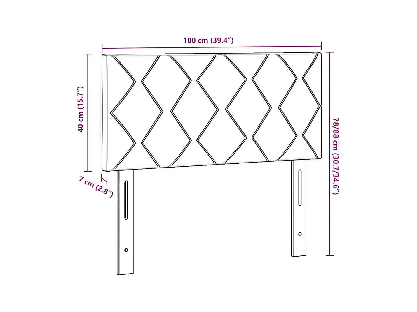 Tête de lit Montage mural Géométrique Rose 100 cm Velours