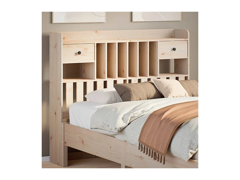 Tête de lit avec rangement 135 cm bois massif de pin