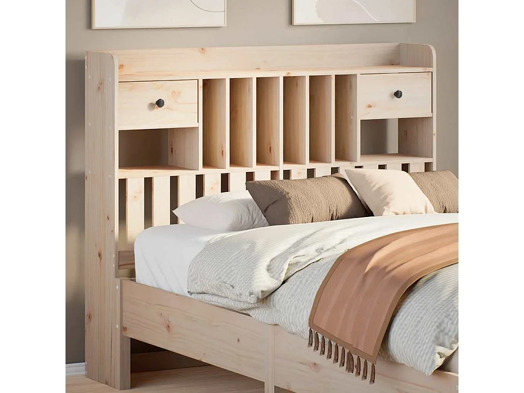 Tête de lit avec rangement 135 cm bois massif de pin