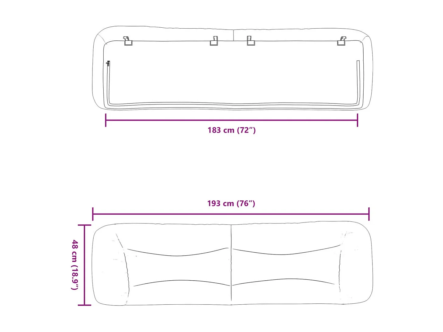 Tête de lit noir 183 cm similicuir