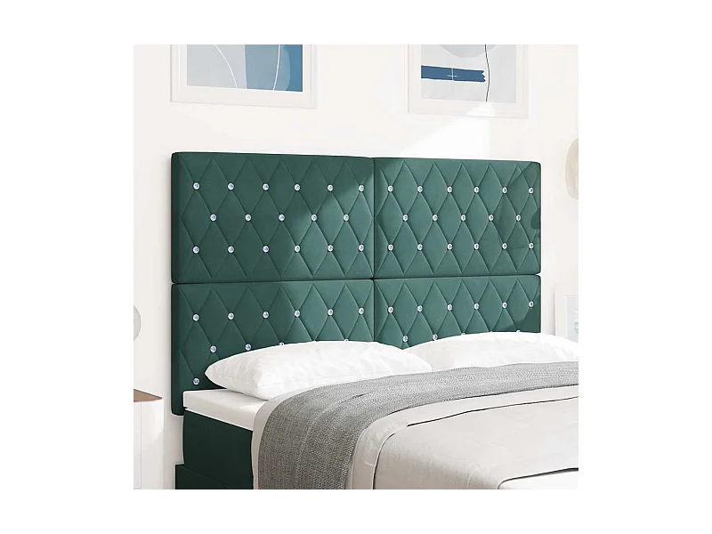 Tête de Lit LED Argyle Vert foncé 144 cm Velours