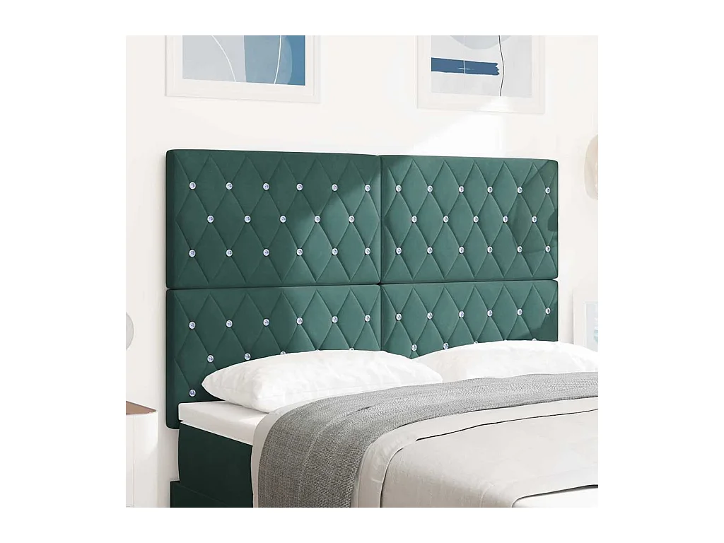Tête de Lit LED Argyle Vert foncé 144 cm Velours