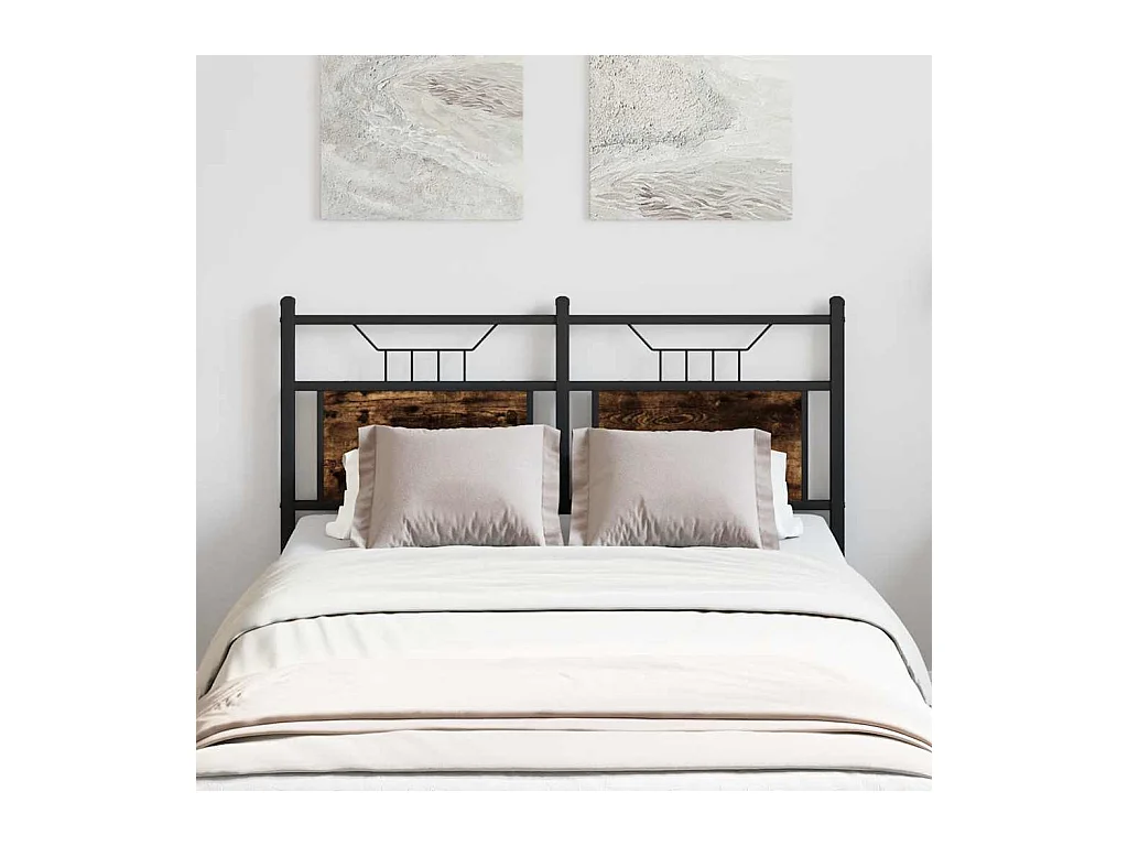Tête de lit chêne fumé 120 cm bois d'ingénierie et acier