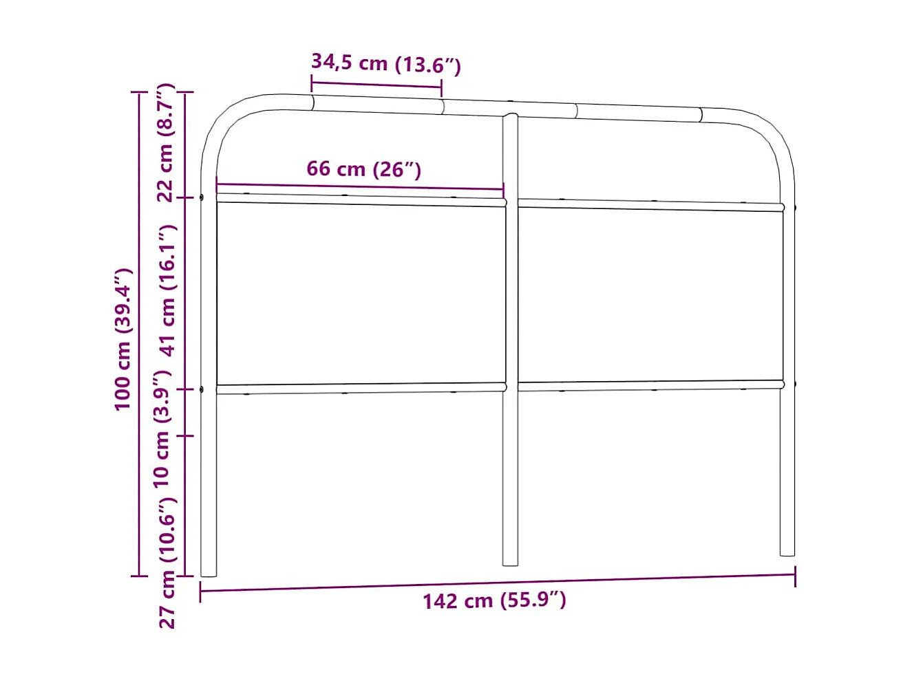 Tête de lit chêne sonoma 135 cm acier et bois d'ingénierie