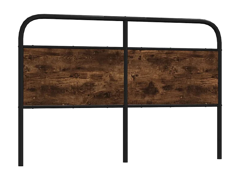 Hoofdbord 160 cm staal en bewerkt hout gerookt eikenkleurig