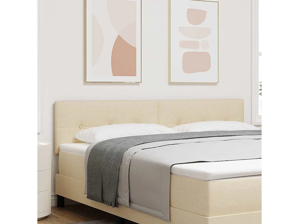 Tête de Lit LED avec des lumières à LED Crème 180 cm tissu