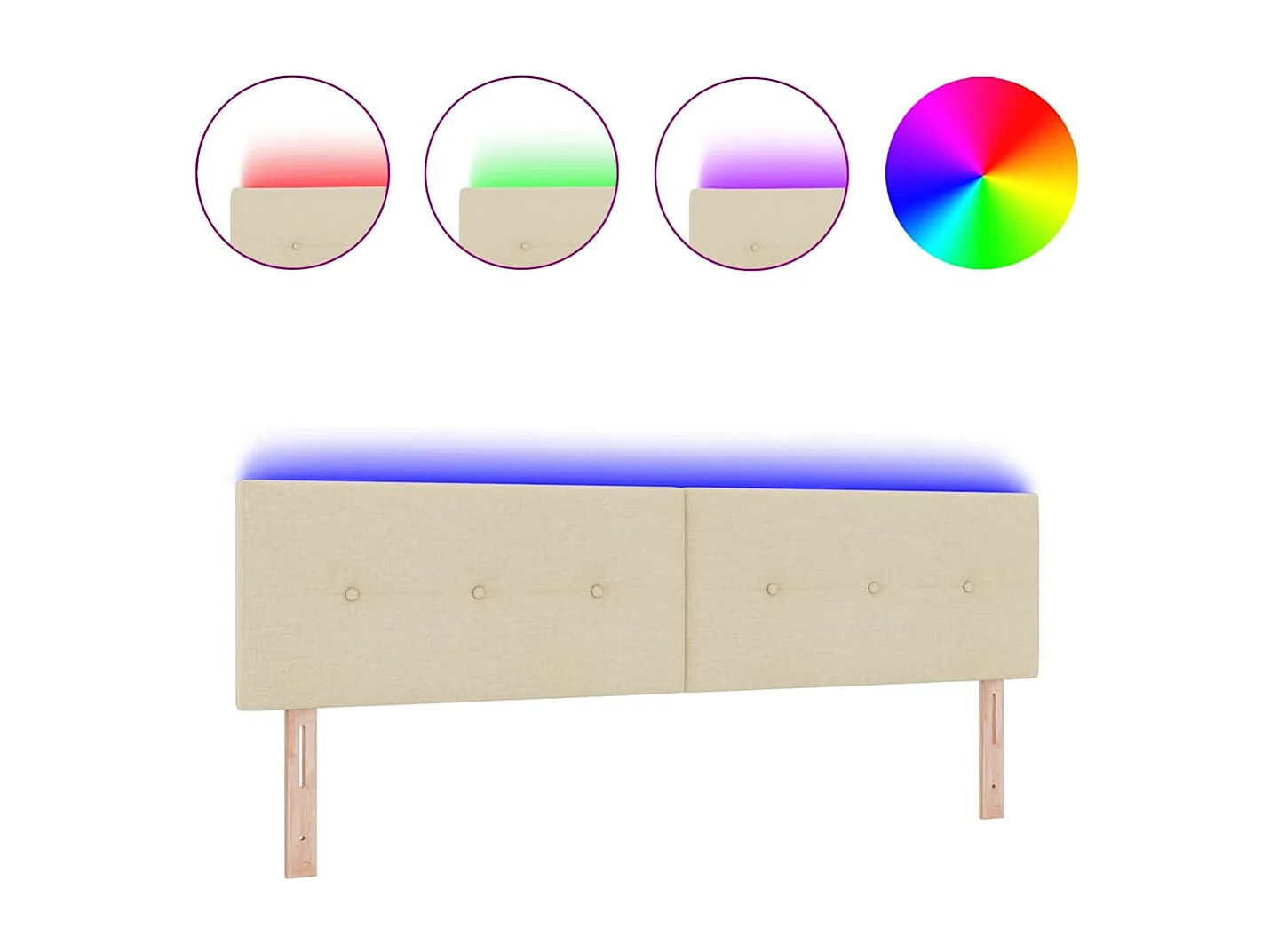 Tête de Lit LED avec des lumières à LED Crème 180 cm tissu