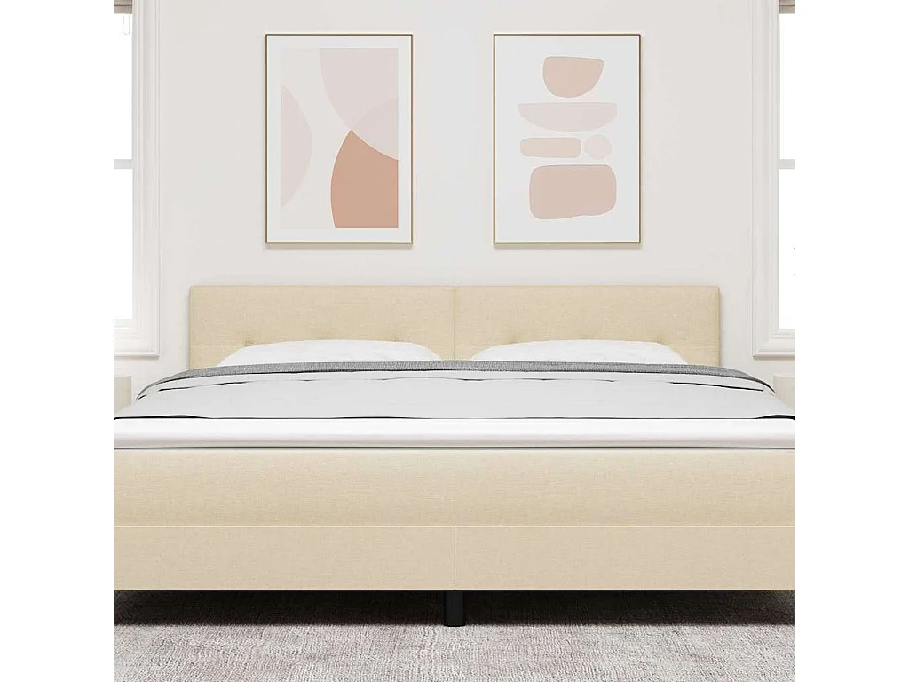 Tête de Lit LED avec des lumières à LED Crème 180 cm tissu