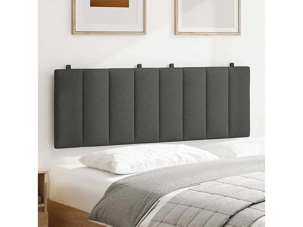 Cabecero de cama acolchado tela gris oscuro 120 cm