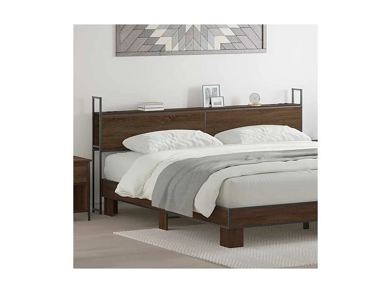 Opslage hoofdbord met oplaadstation bruin eikenkleur 180 cm