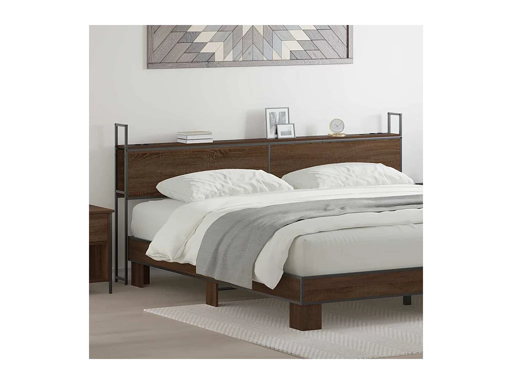 Opslage hoofdbord met oplaadstation bruin eikenkleur 180 cm