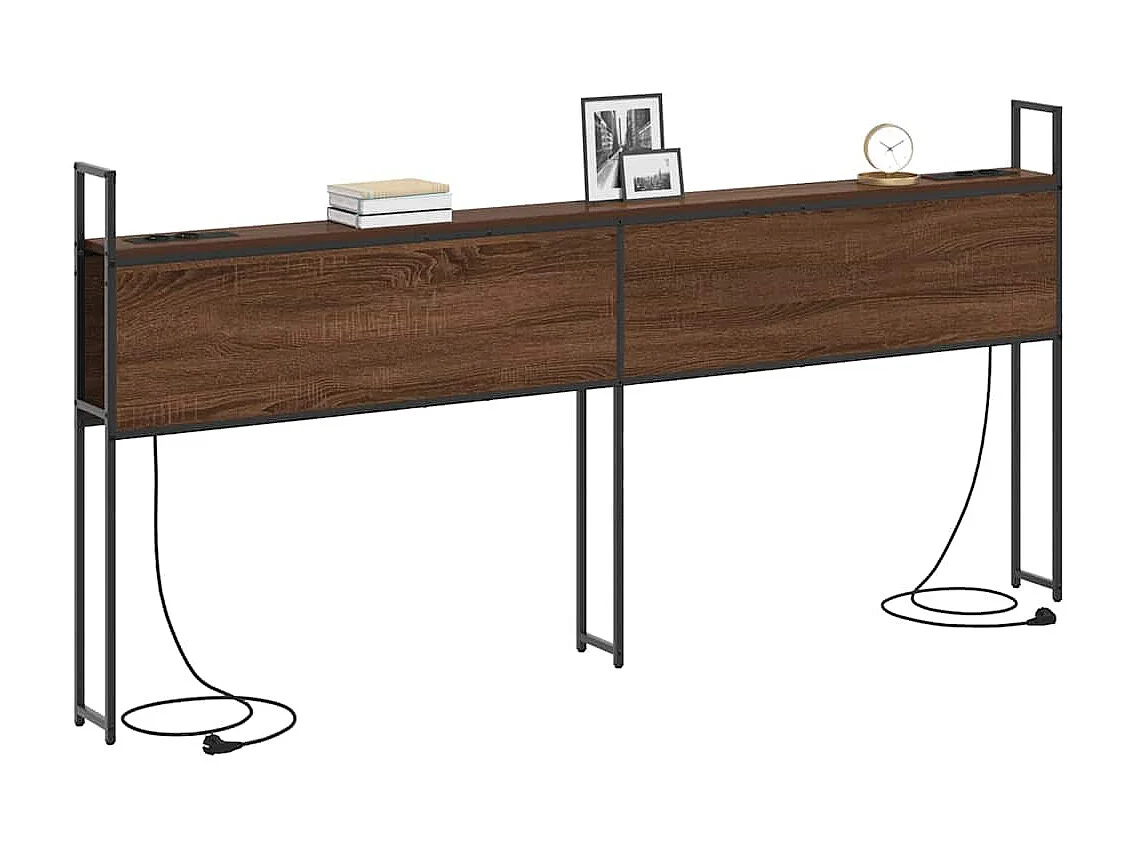 Cabecero de Almacenamiento con Estación de Carga Marrón roble