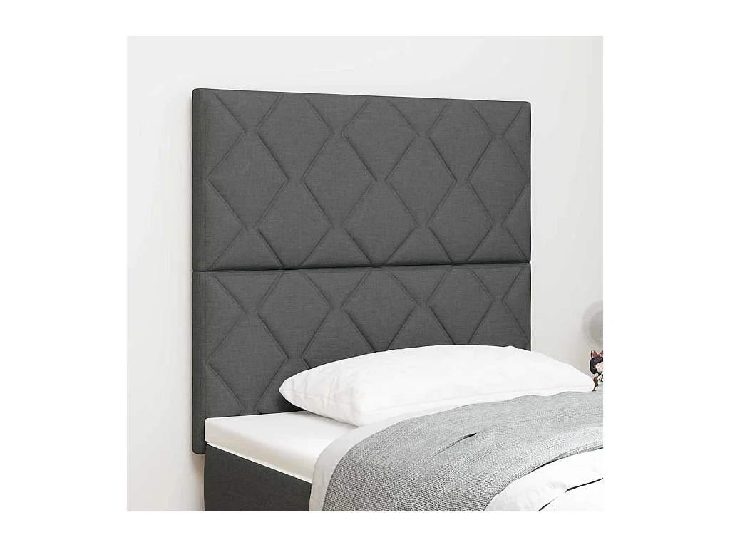 Cabecero de Tela Geométrico con cabecera Gris oscuro 90 cm tela