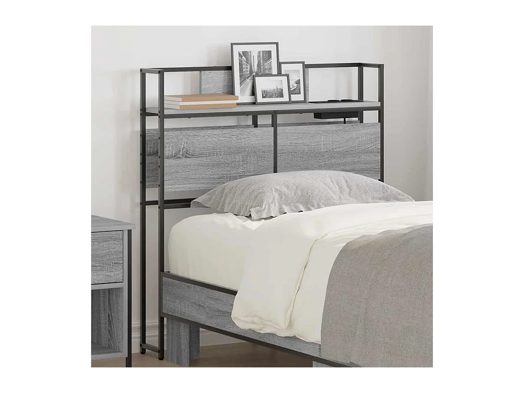 Cabecera de almacenamiento con estante Gris sonoma 100 cm