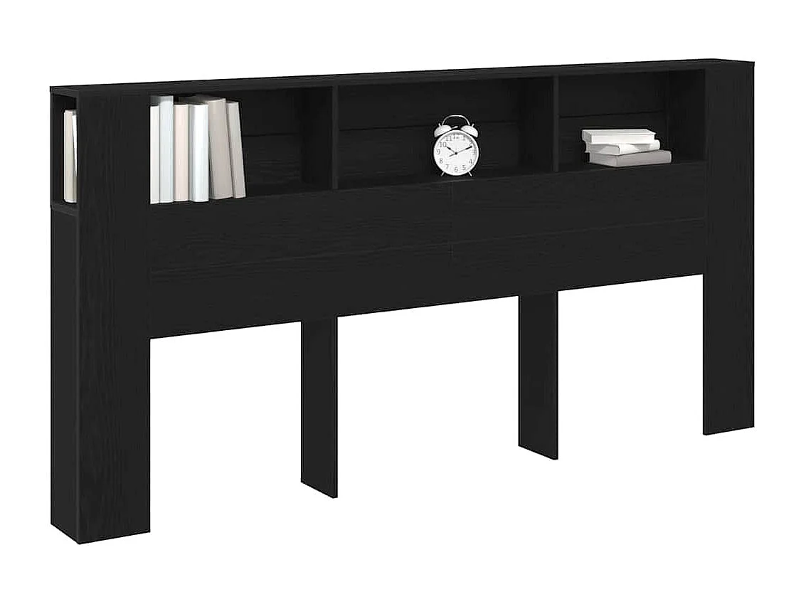 Cabeceira com Armário Carvalho preto 200 x 18,5 x 104,5 cm