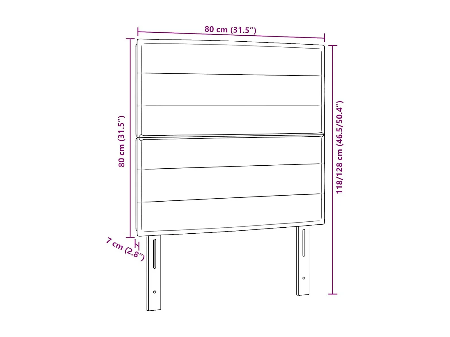 Cabecero LED con luces de tiras LED Manual Negro 80 cm tela