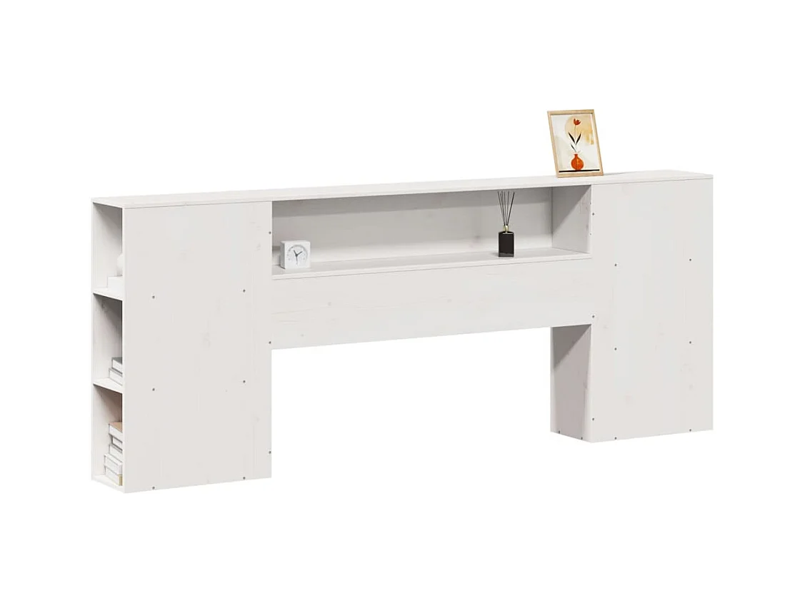 Tête de lit avec rangement blanc 200 cm bois massif de pin