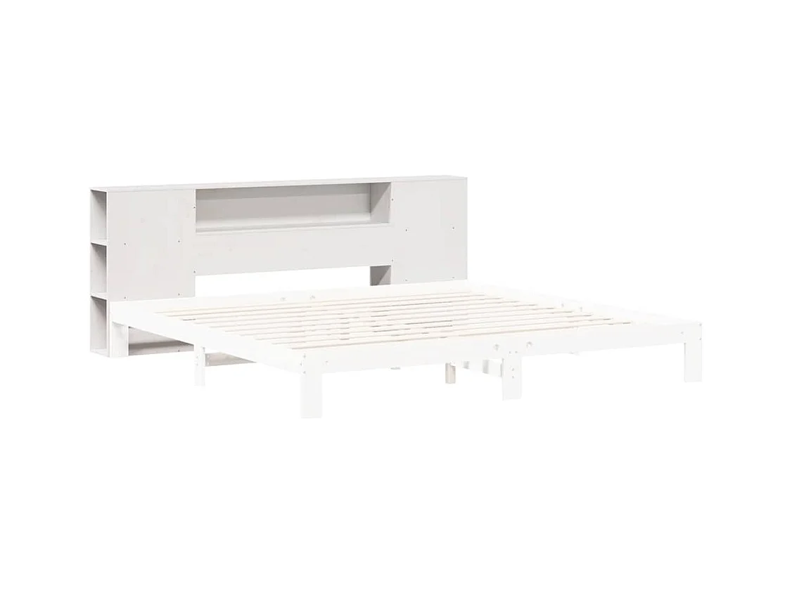 Tête de lit avec rangement blanc 200 cm bois massif de pin