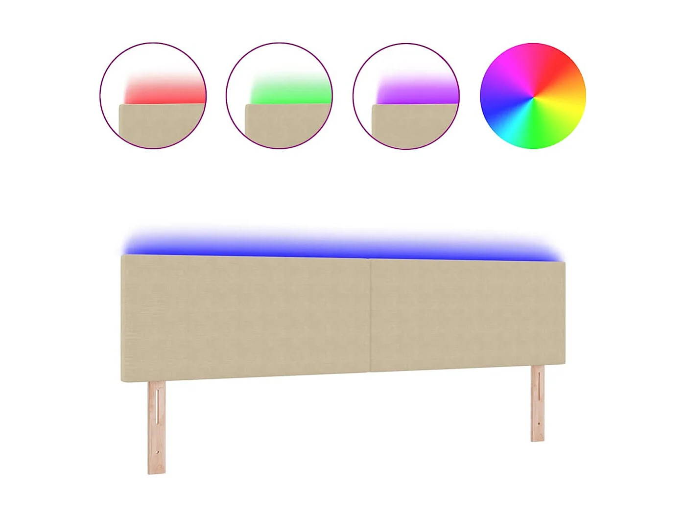 Tête de lit LED avec des lumières à LED Vert gris 180 cm tissu