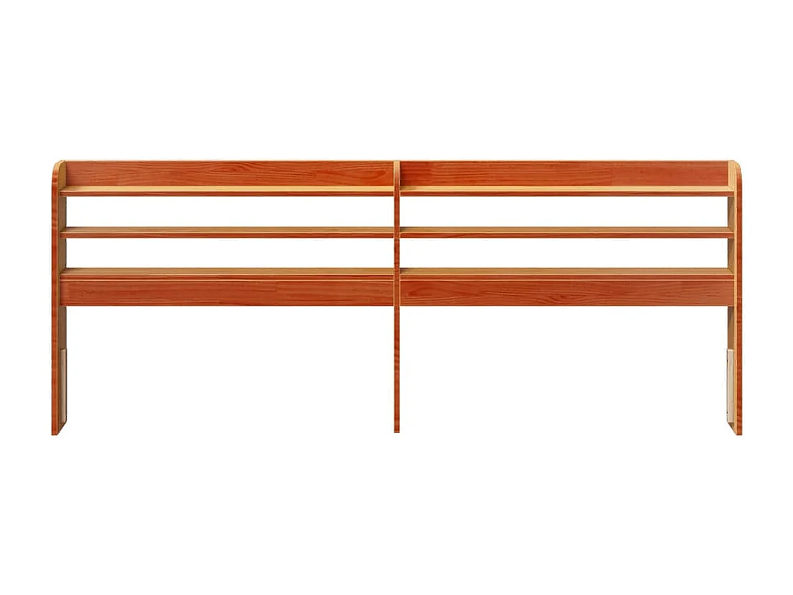 Tête de lit avec étagères marron cire 180 cm bois massif de pin