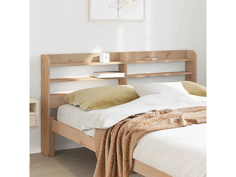 Tête de lit avec étagères 135 cm bois massif de pin