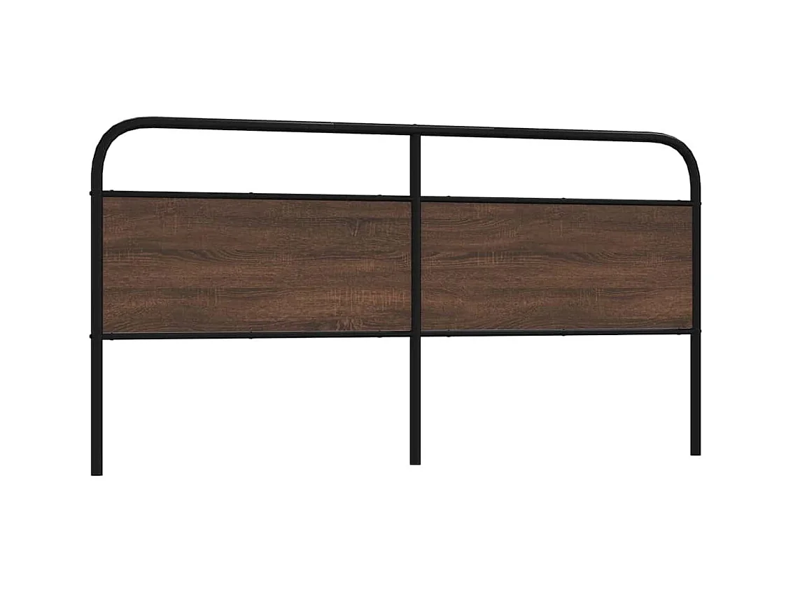 Cabecero de acero y madera de ingeniería marrón roble 180 cm