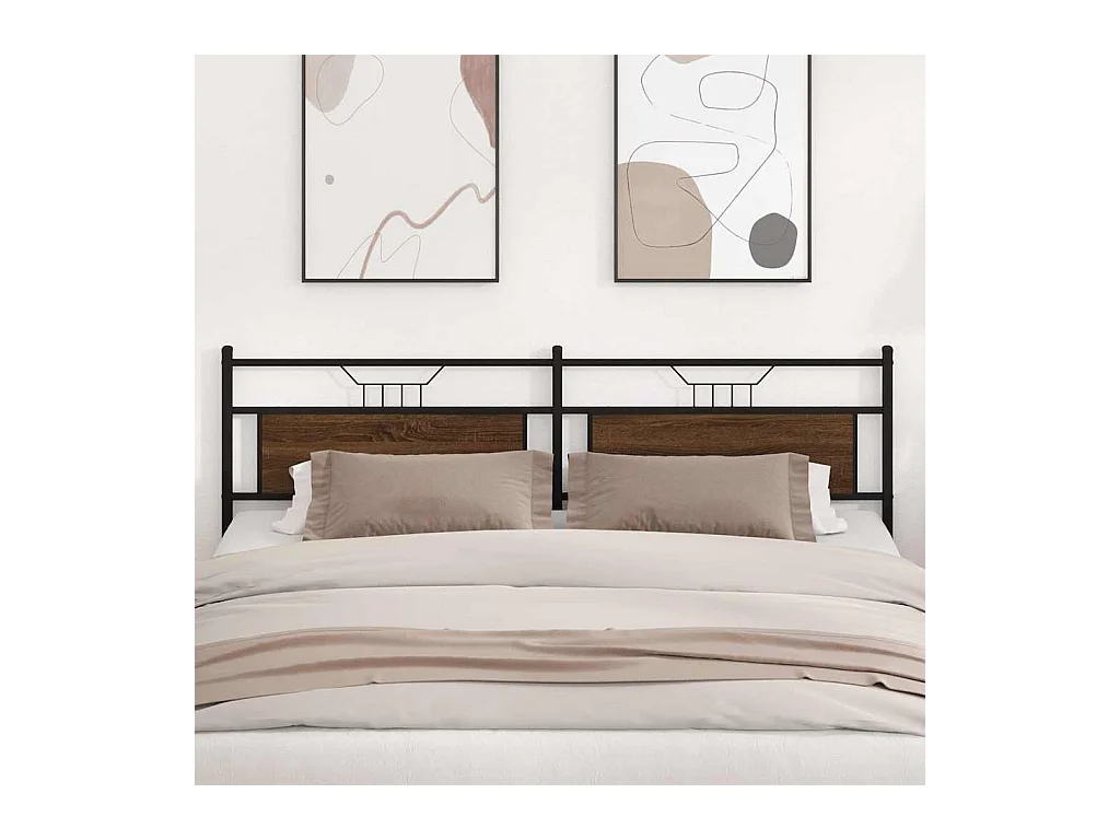 Cabeceira de cama 200cm derivados madeira/aço carvalho castanho