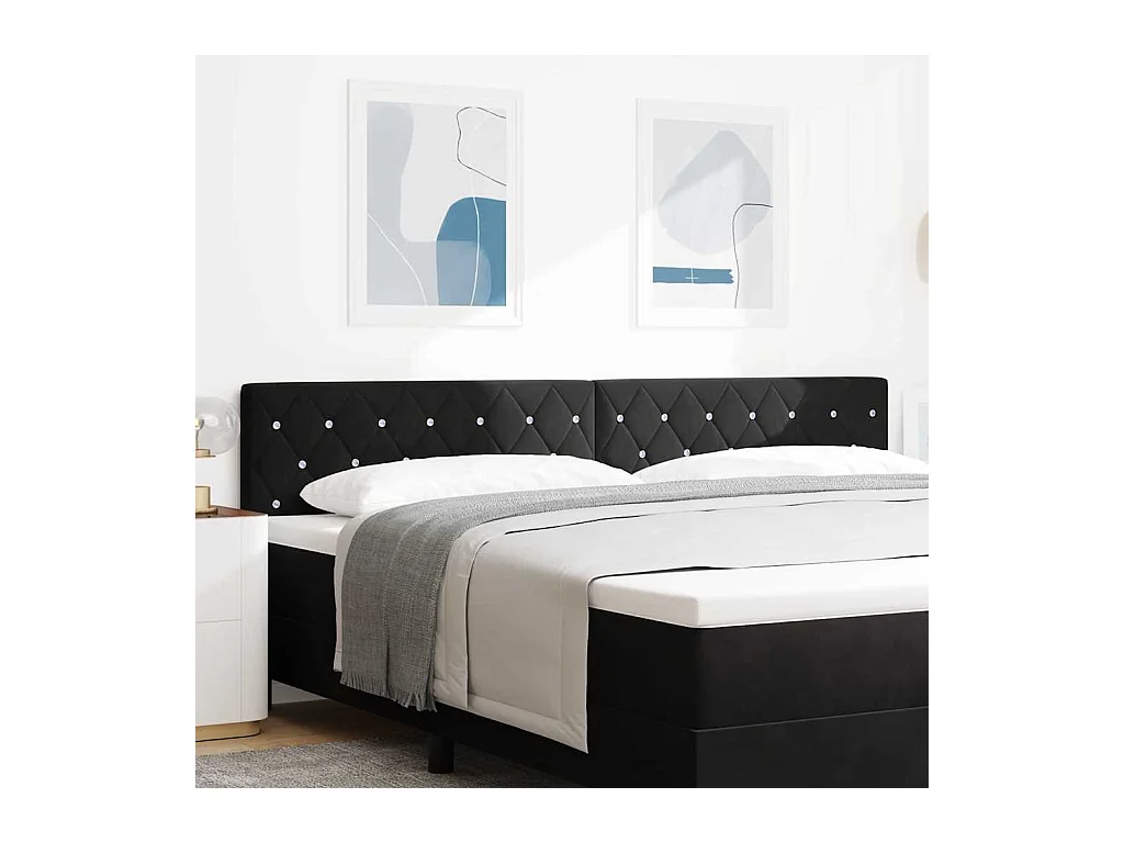 Cabecero de Terciopelo Argyle Manual Negro 200 cm Terciopelo