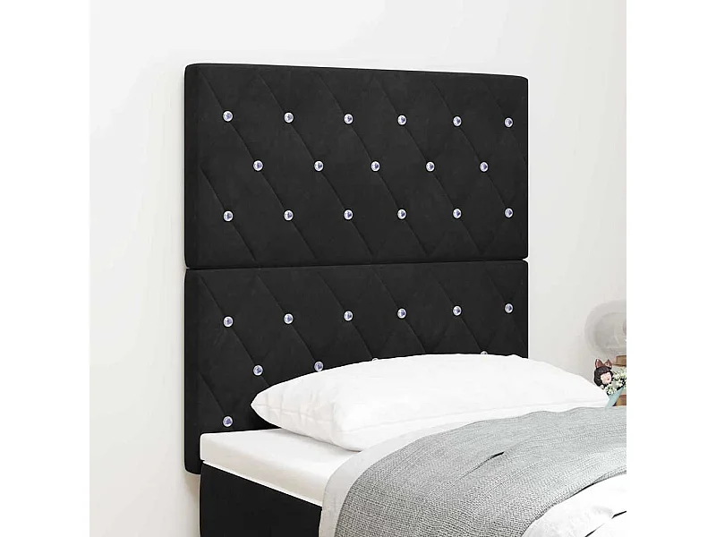 Cabeceira LED com luzes de tira LED Losangos Preto 80 cm Veludo